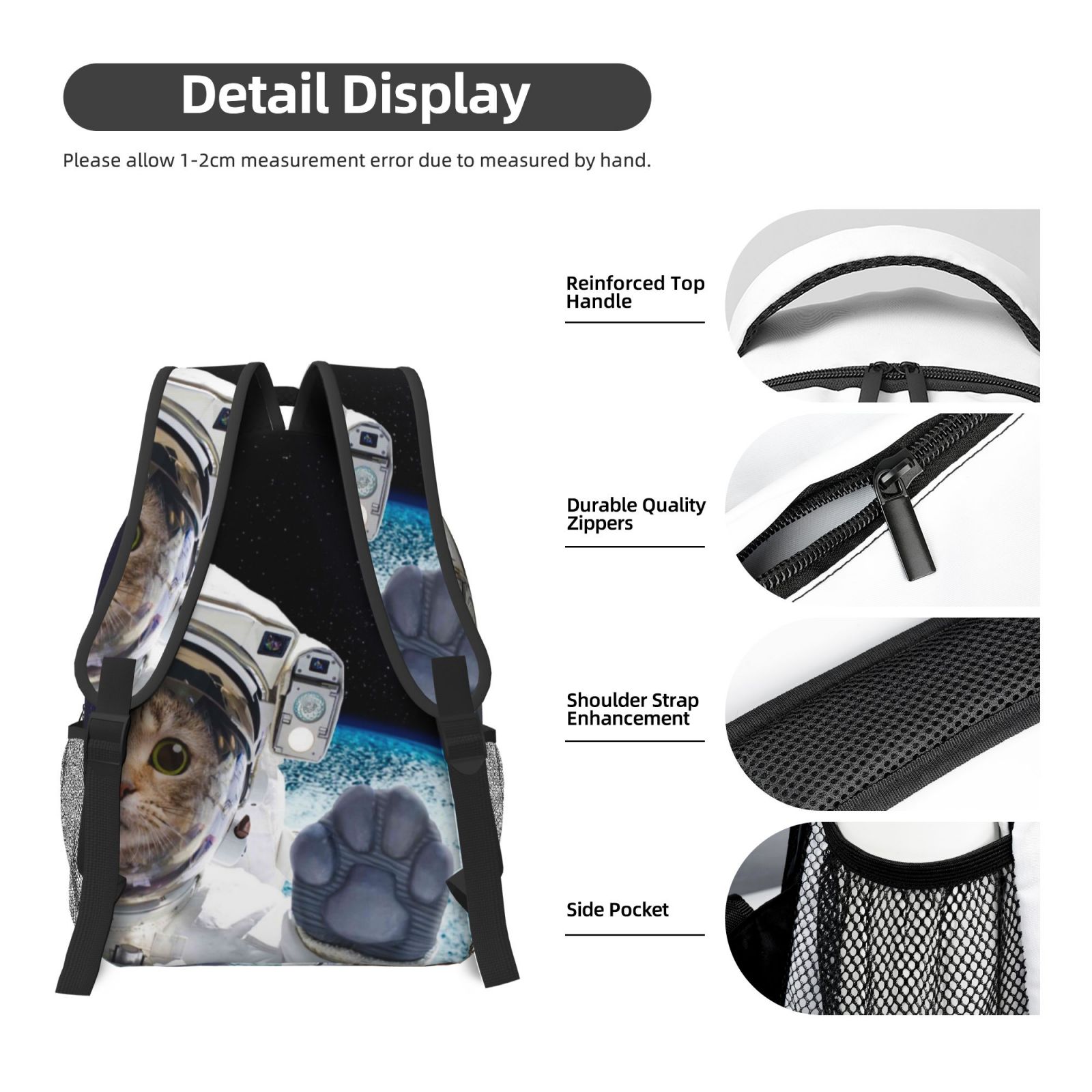 Xecao Cat Astronaut Travel Backpack: A spacious, stylish computer backpack ideal for men and women, perfect for college, school, or daily travels