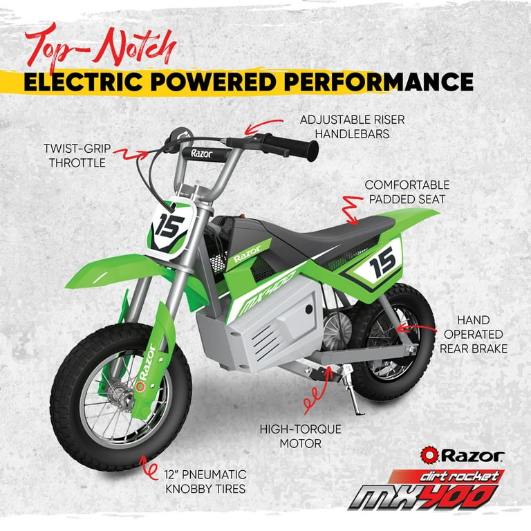 Razor MX400 Dirt Rocket 24V Electric Toy Motocross Motorcycle Dirt Bike Green Walmart