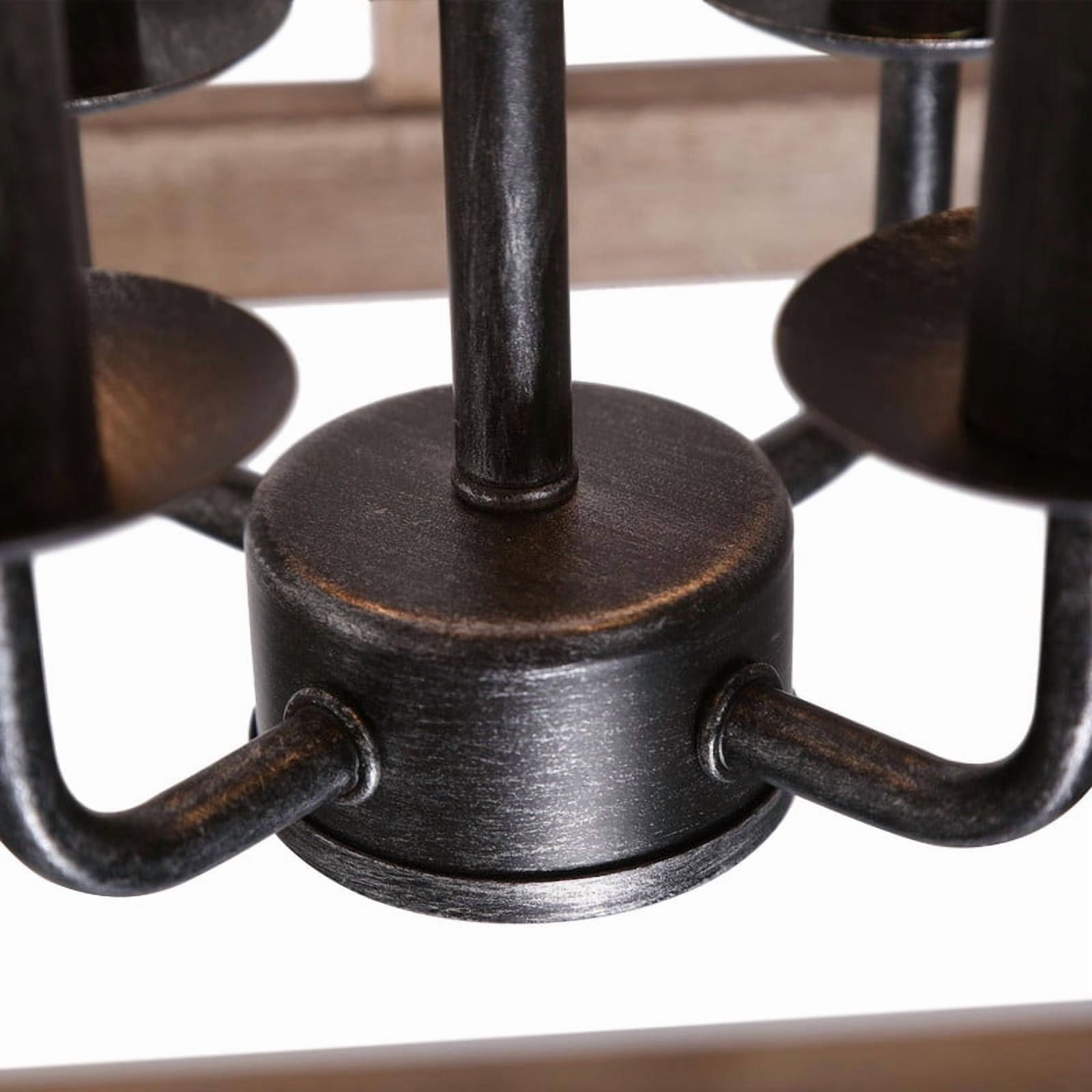 LNC Ferdinand 3-Light Rustic Wood and Black Metal Lantern Pendant for Dining Room