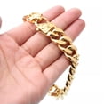 thumbnail image 3 of QQTDFG 7-11" Classic Mens Chain Wristband 316L Stainless Steel Curb Cuban Link Bracelet-Gold-15mm wide-8 inch, 3 of 6