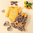 thumbnail image 2 of TOWED22 Newborn Baby Girl Clothes Fall Winter Outfits Pants Set with Headband for Infant Girls 0 3 6 9 12 18 Months(Yellow,9-12 M), 2 of 9