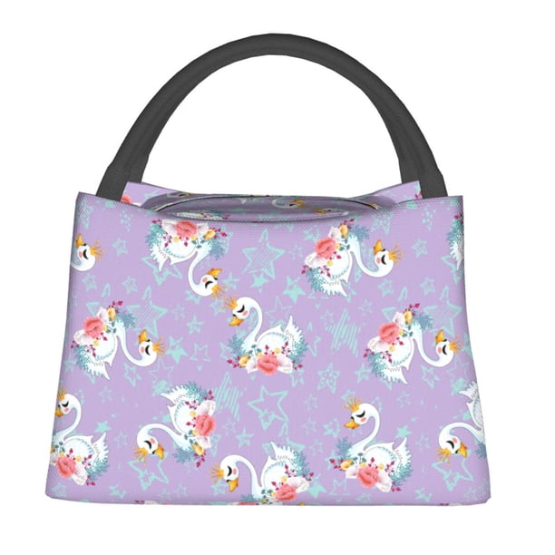 Fotbe Swan With Stars Bolsa Térmica Portátil con Estampado, Bolsa de Entrega de Alimentos Aislada, Bolsa Reutilizable de Gran Capacidad para Comidas y Supermercado