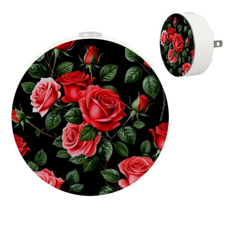 

YZUOUZY Night Light Bedroom Lamp Small Lamps Set of 2 Beautiful Roses Black Background