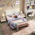 thumbnail image 2 of HOMYLIN Marco de Cama Doble, Somier Doble 206 * 153cm Base Queen con Cargador USB Type C y Tira de LED para Recamara Doble Base Tapizada Beige con Respaldo, 2 of 5