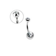 Internally Threaded Belly Ring Clear Double gem14g surgical steel