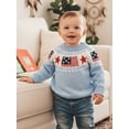 thumbnail image 4 of BemeyourBBs Toddler Baby Girl Boy Patriotic American Flag Sweater 4th of July Outfits Crewneck Long Sleeve Stars Pullover Warm Knit Sweaters Tops Spring Fall Winter Clothes, 4 of 9