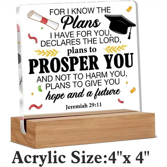 Christian Graduation Gifts For Her Him Congrats Gifts For Graduation Girls Boys Acrylic Decor Signs Plaques For Home 4X4 Inches