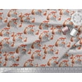 thumbnail image 2 of Soimoi Gray Rayon Fabric Tree Stump & Fox Animal Print Sewing Fabric Yard 56 Inch Wide, 2 of 5
