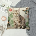 thumbnail image 2 of Jiayy  Cat Pillow Covers Butterfly Lovely Cartoon Pattern Beige Background Throw Pillowcase for Home Decor, 2 of 5
