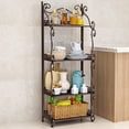 thumbnail image 2 of MOAMUN Folding Storage Shelf, 4 Tier Small Storage Rack for Small Space, Metal Shelving Unit Standing Shelf for Kitchen Bathroom Bedroom (Brown), 2 of 6