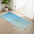 thumbnail image 3 of Blue Aqua Ombre Hallway Runner Rug 2'x6', Modern Geometric Abstract Aesthetic Cream Washable Entryway Rug with Tassels, Woven Cotton Laundry Room Rugs Long Carpet for Bathroom Sink Foyer Bedroom, 3 of 9
