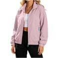 thumbnail image 6 of Women's Windbreaker Jackets without Hood Full Zip Stand Lapel Collar Windproof Waterproof Nylon Fall Coat (XL, Pink), 6 of 8