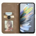 thumbnail image 3 of Dteck Shockproof Case for Motorola Edge (2025), Magnetic PU Leather Flip Back Cover Foldable Cover Card Holder Slot Stand Back Cover, Brown, 3 of 5