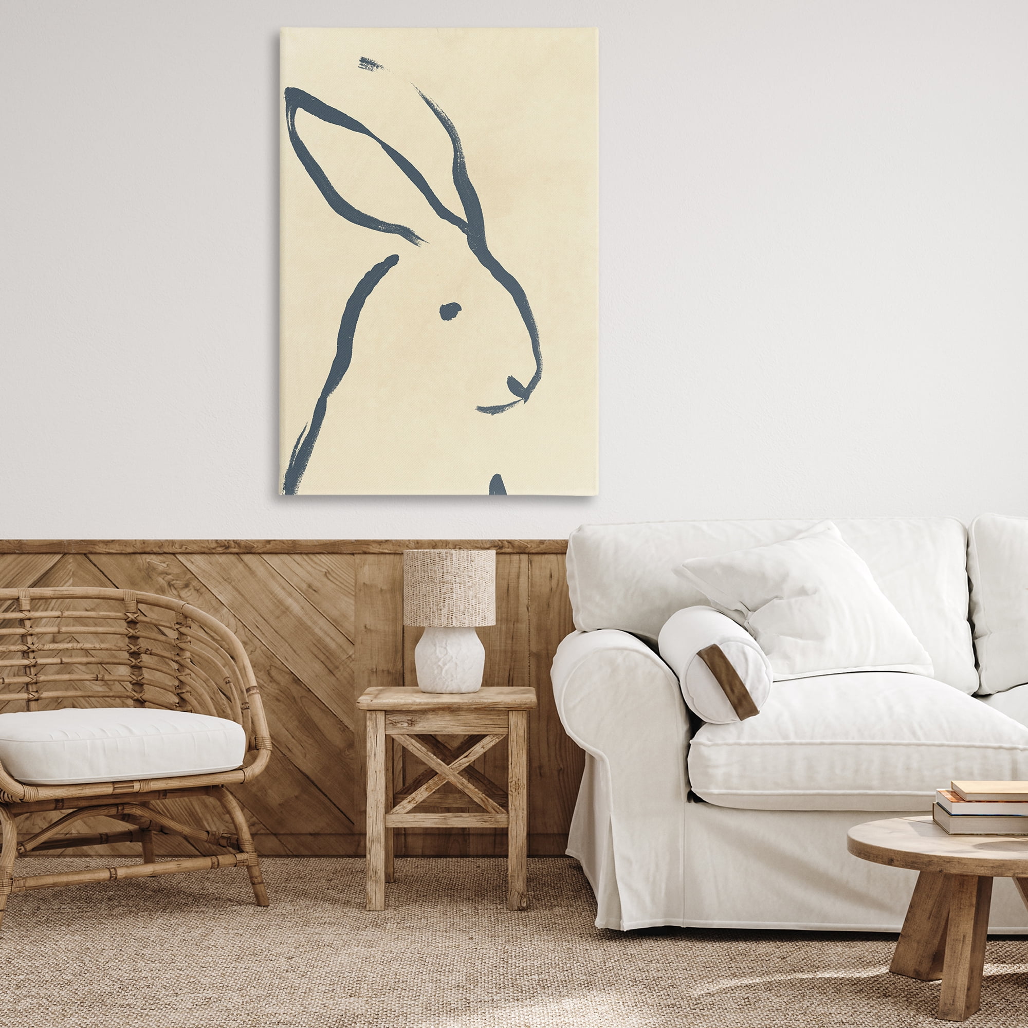 Stupell Industries Minimal Rabbit Doodle Animals & Insects Drawing Gallery Wrapped Canvas Art Print Wall Art, 30 x 45