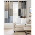 thumbnail image 2 of Modern Brown Beige Blackout Curtains 63 Inches Long, Grey White Color Blocks Thermal Insulated Black Out Curtains, Darkening Window Curtain Drapes for Bedroom Living Room 52"x63" 2 Panels, 2 of 8