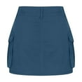 thumbnail image 3 of Mrat Mini Skirts Women's Zipper Button High Waist Short Skirt Summer Solid Irregular Pockets Skirt Skirts for Women Plus Size S-168 Blue S, 3 of 4