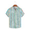 thumbnail image 2 of Lmnyox Mens Button Down Shirt Short Sleeve Collared Striped Shirt Dressy Casual Summer Vacation Beach Shirts, 2 of 5