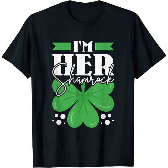 I'm Her Shamrock, Couple St. Patrick's Day T-ShirtMen and women, Black T-shirt, size: Extra large