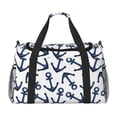 thumbnail image 1 of Fotbe Navy Blue Anchors Bolsa de Viaje con Estampado, Bolsa de Fin de Semana para Mujer con Compartimento para Zapatos, Bolsa de Gimnasio con Bolsillo Húmedo, 1 of 7