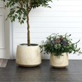 thumbnail image 2 of LuxenHome 2-Piece Marble Brown Ribbed Texture MgO Planter Set, Indoor and Outdoor, 2 of 13