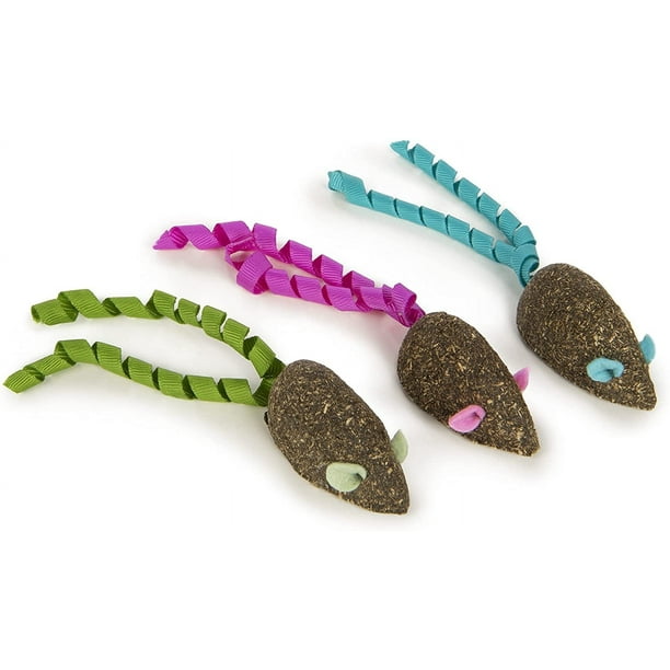 Juego de 3 ratones Cat Toy SmartyKat Magic Mice, de hierba gatera comprimida