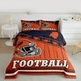 thumbnail image 2 of jejeloiu Rugby Sports Full Size Comforter Sets,Orange Deepblue Bedding Sets For Boys Teens Reversible 3 Pieces, 2 of 8