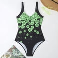 thumbnail image 4 of Huesdet Womens One Piece Swimsuit Metal Modest Tummy Control Bathing Suit Slimming Full Coverage Mesh Swim Suits[Green,XL], 4 of 9