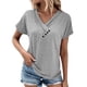 thumbnail image 1 of tops de verano para mujer color sólido para mujer con cuello en v manga corta cómodo tops para mujer camisetas de gran tamaño gris / l, 1 of 6