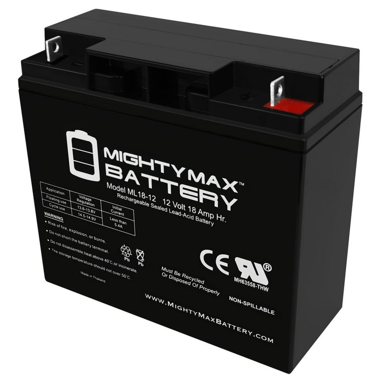 Mighty Max ML18-12 - 12V 18Ah Battery BlackDecker CCM 24V Mower Replacement