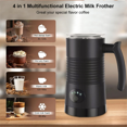 thumbnail image 4 of 4-in-1 Electric Hot and Cold Foam Maker 400W Automatic Milk Foamer Machine for Coffee Cappuccino Latte US Plug White,1 x Electric milk frother 1 x Cleaning brush 1 x Power adapter,White, 4 of 9