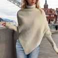 thumbnail image 3 of Quinlirra Womens Sweaters Women's Irregular High Neck Buttonless Shirt Knitted Shawl Top, 3 of 4