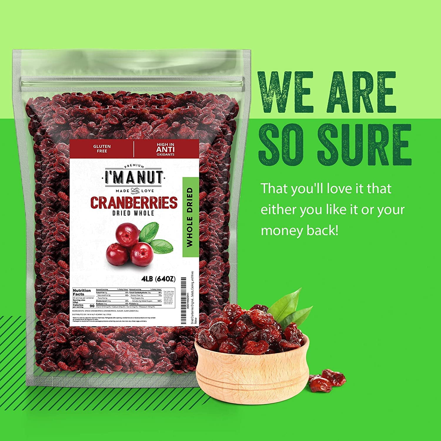 Dried Cranberries 48 oz – Premium Dried Cranberries, Dried Fruit, Kosher, High in Antioxidants, Gluten & Peanut Free
