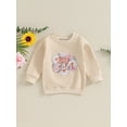 thumbnail image 2 of xiaxaixu Chandails d'Automne pour Fille Tout-Petit Imprimé de Fleurs et Lettres à Manches Longues Col Rond Ample et Chaud, 2 of 8