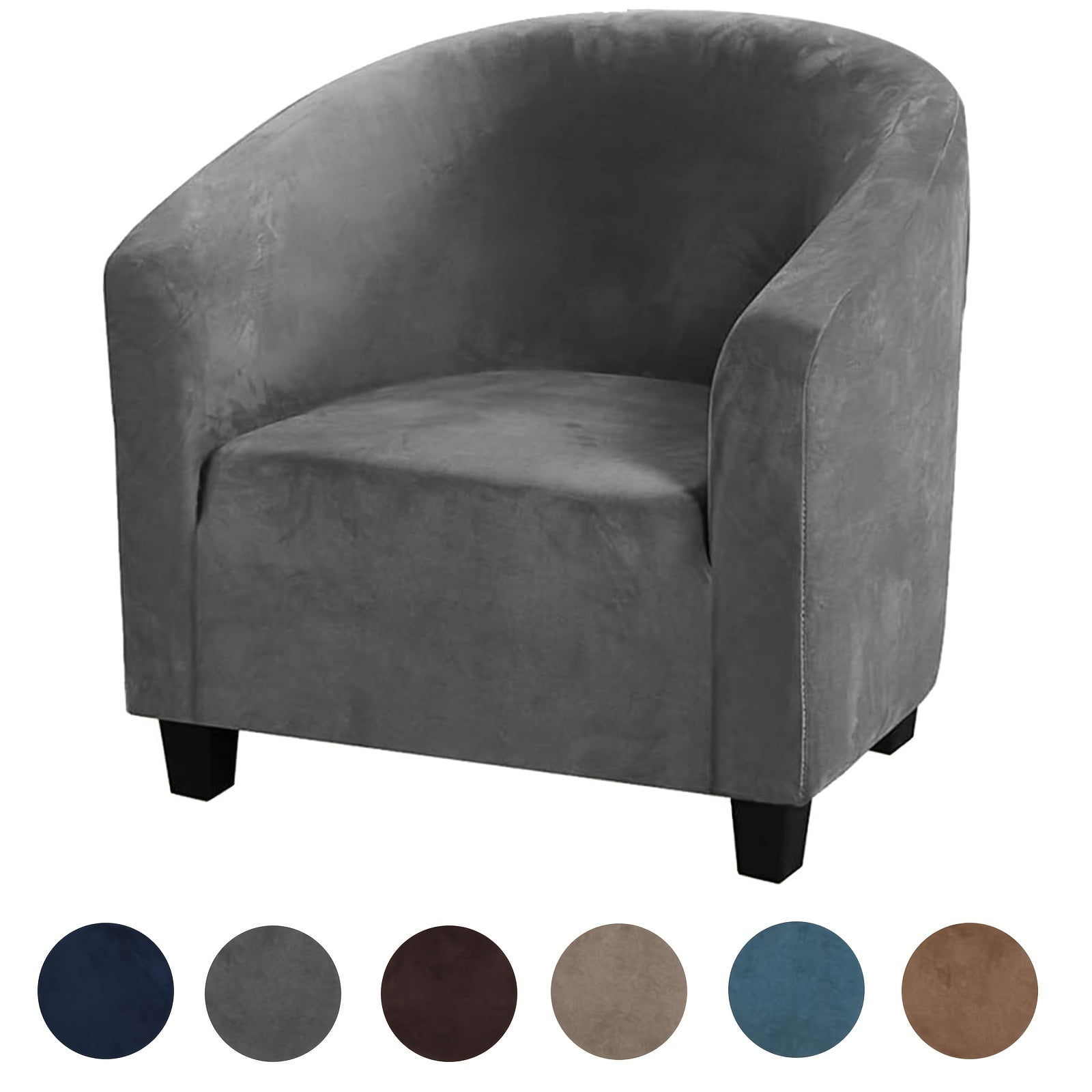 AIGIA Velvet Tub Chair Covers for Armchairs Club Chair Slipcover Wing Back Covers High Stretch Sofa Covers for Living Room