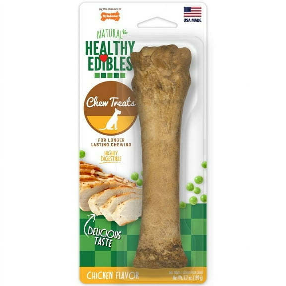 Nylabone Healthy Edibles All-Natural Long Lasting Chicken Flavor Dog Chew Treats 1 Count, Chicken, XL/Souper