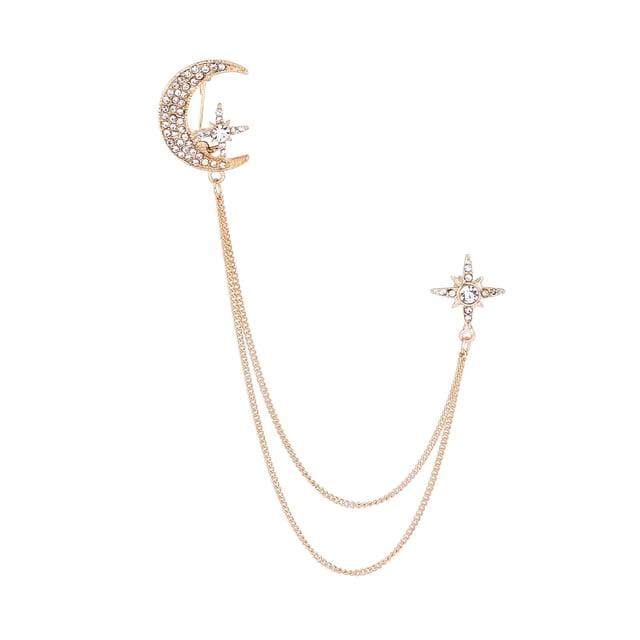 Broche con cadena y borlas para hombre, broches de cuello con cadenas colgantes, novedad, Pin de solapa para traje elegante, regalo de camisa de Oro