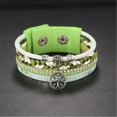 thumbnail image 2 of Pulsera tejida con colgante hueco de múltiples capas para mujer, accesorio, brazalete con botón a presión (verde), 2 of 3