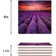 thumbnail image 3 of RYLABLUE Lavender Field Landscape Set of 6 Coaster for Drinks, Absorbent Ceramic Stone Coasters Cup Mat with Cork Base for Home Kitchen Room Coffee Table Bar Decor, 3 of 4