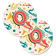 thumbnail image 1 of Carolines Treasures CJ2001-OCARC Lettre O Rétro Turquoise Orange Instruments de Musique Initial Ensemble de 2 Porte-Gobelet Voiture Coaster, 1 of 1