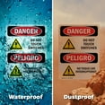thumbnail image 6 of (2 Pack) Do Not Touch Switches Bilingual OSHA Danger Sign 7 Inch X 10 Inch Indoor / Outdoor Rust-Free Aluminum Metal Signs for Workplace, Workshop, and Construction Site, Made in the, 6 of 8