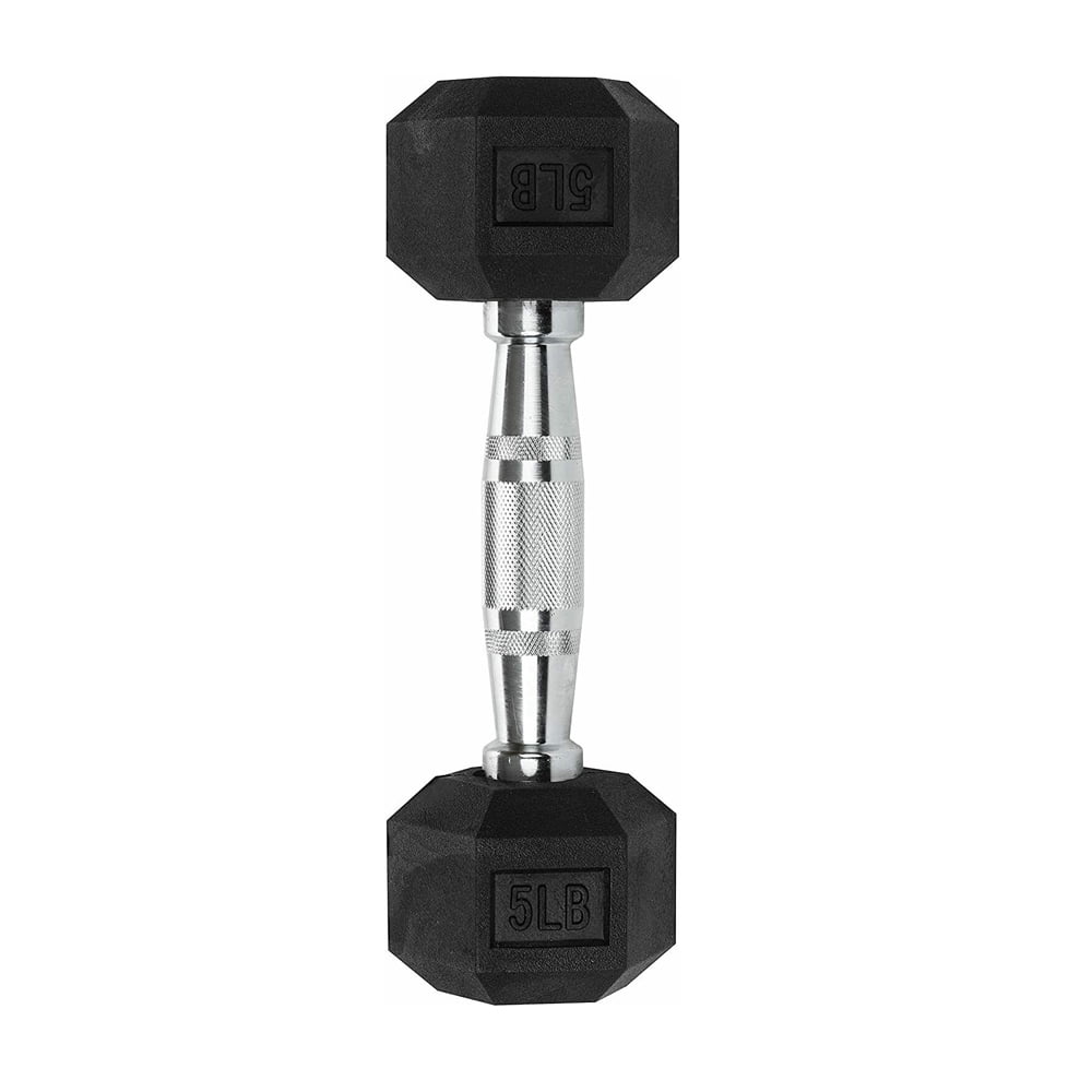 5lbs Hex Dumbbell Barbell, Hex Black Dumbbells Free Weights with Metal