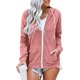 thumbnail image 3 of Sudadera con capucha informal con cremallera completa para mujer, cómoda sudadera holgada de manga larga, chaqueta de color sólido con bolsillos, 3 of 5