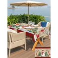 thumbnail image 4 of Outdoor Tablecloth with Umbrella Hole and Zipper, Beige Christmas Rectangle Table Cloth 54x80 Inch Waterproof Tablecloth, Snowman Xmas Tree Birch Snowflakes Red Plaid Picnic Table Cover for Patio, 4 of 7