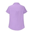 thumbnail image 2 of Yubnlvae Purple Womens Blouses Casual Tops Batwing Sleeve Pocket Patched Shirt Casual Work T Shirts Double Layer Wrinkled Fabric, Xl, 2 of 4