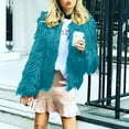 thumbnail image 2 of Honeeladyy Women's Shaggy Faux Fur Outwear Coat Jacket Long Sleeve Warm Winter Sky Blue S, 2 of 5