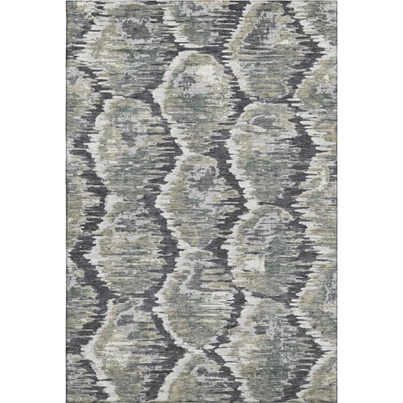 HomeRoots 664338 10 x 14 ft. Charcoal Ivory & Gray Diamond Washable Machine Made Rectangle Area Rug with UV Protection