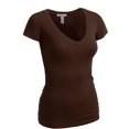 thumbnail image 2 of Essential Basic Women's Plain Short Sleeve T-Shirt V-Neck Top Junior & Plus Sizes, 2 of 2