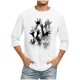 thumbnail image 1 of Camisas de Manga Larga para Hombres Imprimir Casual Cuello Redondo Blusa de Manga Corta, Camisas de Lino para Hombres, 1 of 4