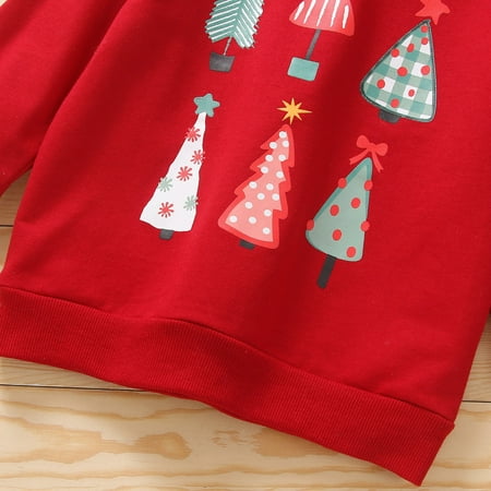 

nsendm Sweatshirts for Boys 10-12 Toddler Boys Girls Christmas Cartoon Tree Prints Long Sleeve Warm Pullover Kids Sweatshirt Childrenscostume Red 4-5 Years