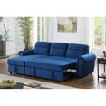 thumbnail image 4 of Maklaine Velvet Fabric Reversible Sleeper Sectional Sofa Chaise in Blue, 4 of 13